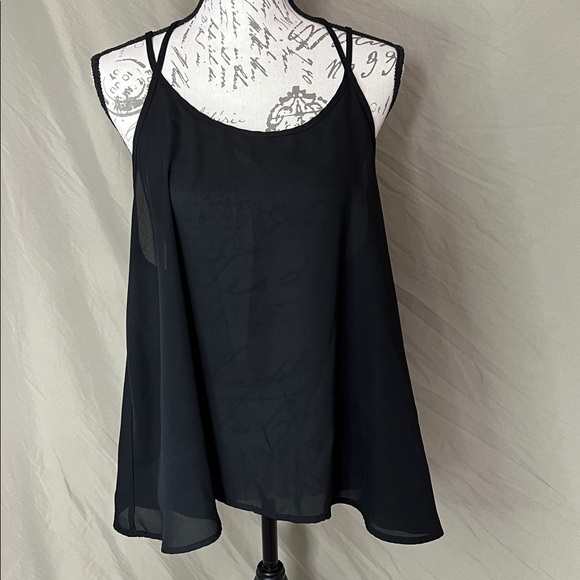 Sexy strappy chiffon flowing evening tank black sheer large Cecico - Picture 3 of 7